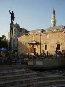 The Antique Theater and Djuma (Friday) mosque in the middle of the old town